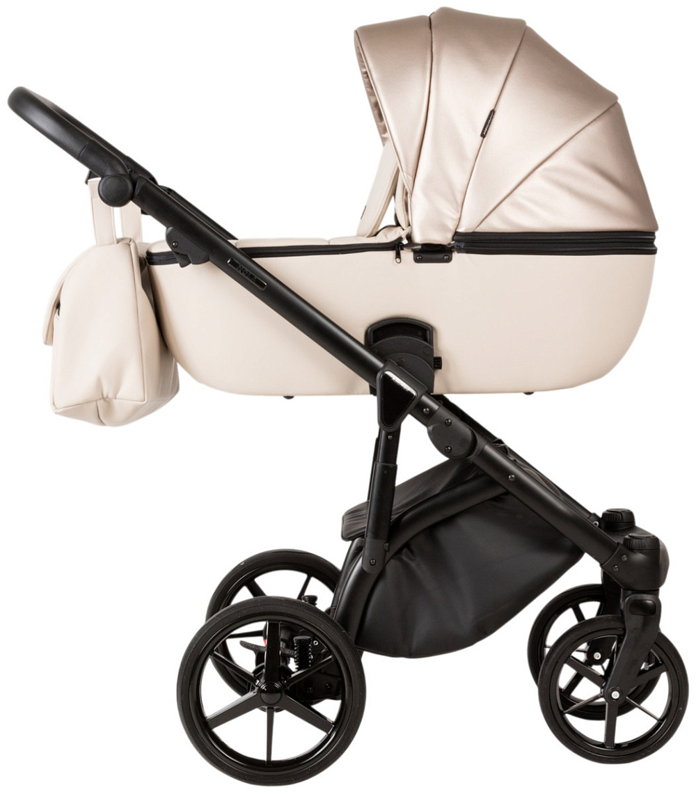 Детская коляска Adamex Nola Deluxe 2 в 1 N-SD10 (СВ.БЕЖ КОЖА + БЕЖ.ПЕРЛ.КОЖА)
