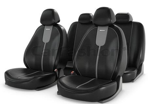 Чехлы на сидения CarFashion «GALS» 11063 - Экокожа -черный/серый/шов черный