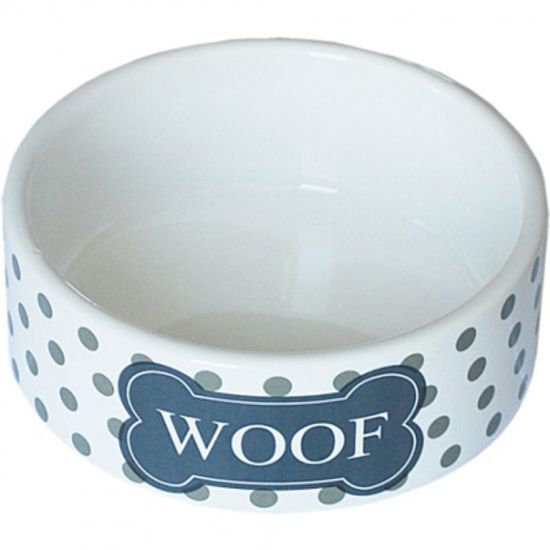N1 миска керамическая бело-черная Woof 12,5*5 см, 440 мл