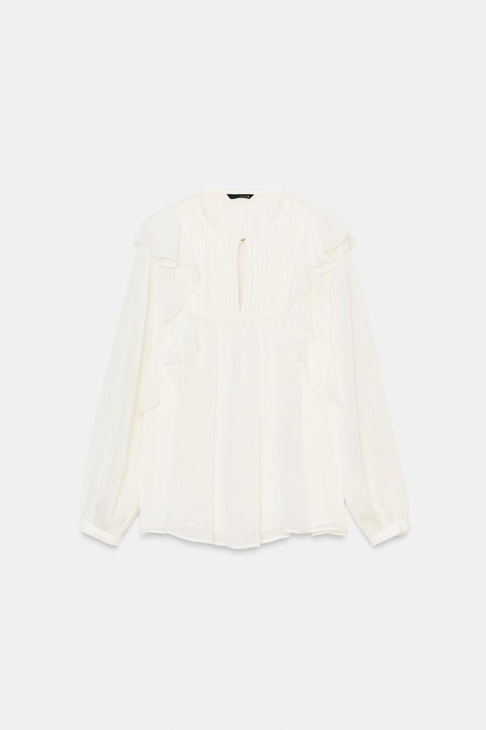 ZARA БЛУЗА СО СКЛАДКАМИ И ВОЛАНАМИ, ЭКРЮ