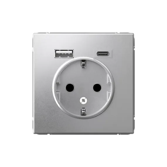 ARTGALLERY РОЗЕТКА 16А с 2 USB A+C, 5В/2,4А/3,0А, 2х5В/1,5А, механизм, АЛЮМИНИЙ