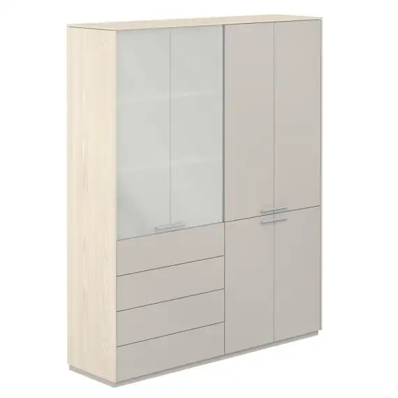 NZ-0321+NZ-0332.YN.GS / Шкаф высокий + Шкаф высокий со стеклом мат., 4 ящ., обвязка YN, фасады GS / 1624х450х1976, обвязка YN, фасады GS, стекло матовое GLM