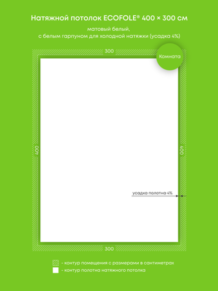 Матовый натяжной потолок 12 м2