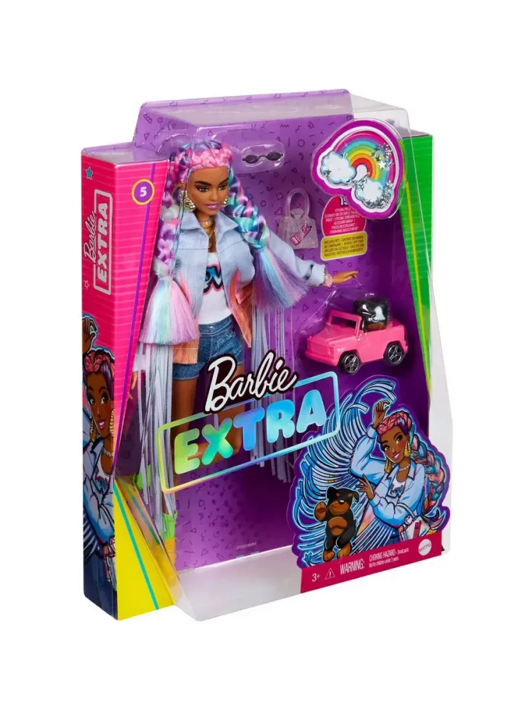Кукла Барби Экстра с радужными косичками GRN29
