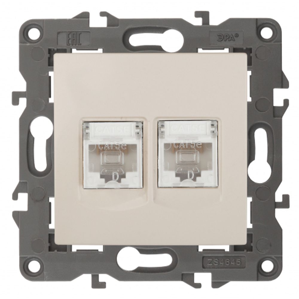 14-3108-02 ЭРА Розетка 2хRJ45, IP20, сл.кость