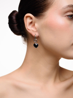 Серьги "Whale Amour" silver черный агат