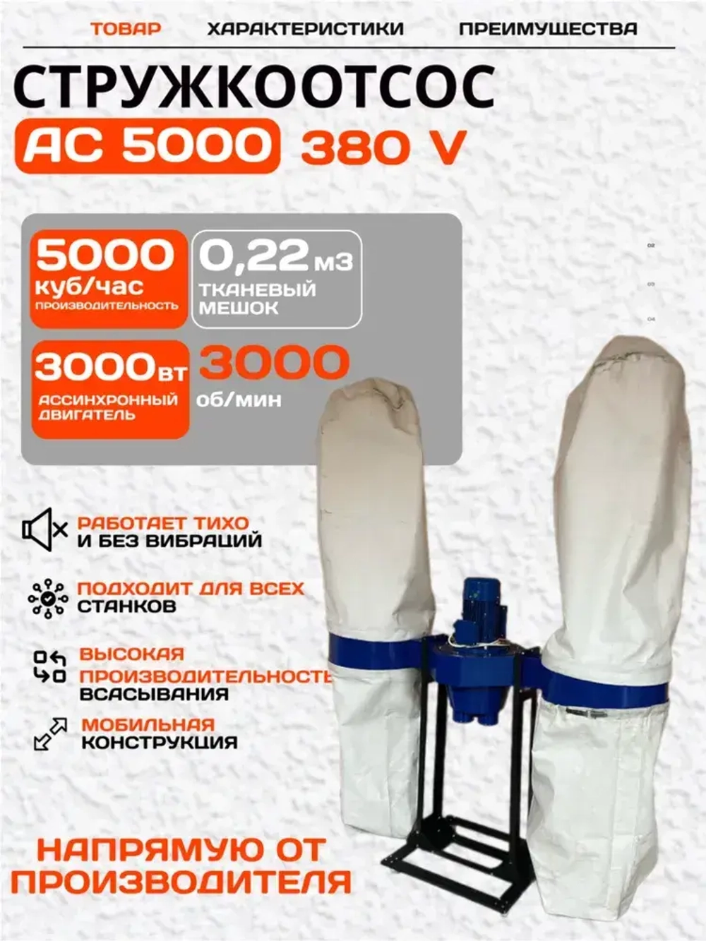 Стружкоотсос (вытяжная установка/вытяжка для стружки) TECHNOTONIKA АС-5000 3 кВт 380v