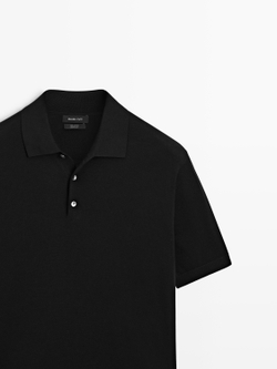 Massimo Dutti Поло из 100% хлопка, черный