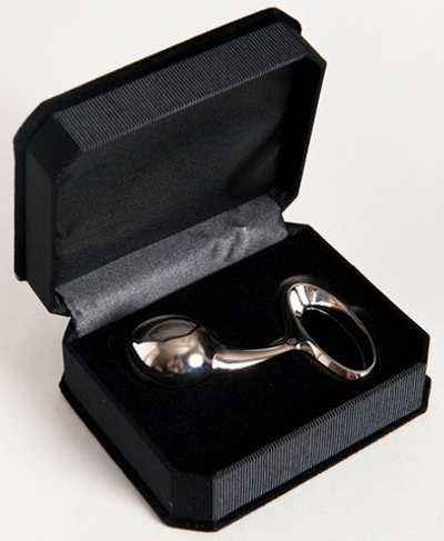 Серебристая анальная втулка с ручкой