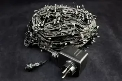 Светодиодная нить с мерцающим диодом 40 м., 24V, 400 холодных белых LED ламп, черный провод ПВХ, соединяемая, Winner Light (w.01.6B.400+24v)