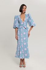 Платье в цветок с баской