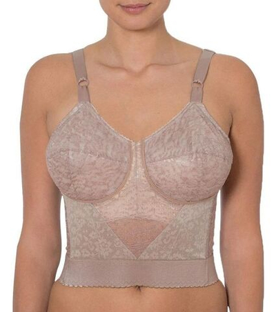 Удлиненная корсетная полуграция-бюстье из кружевной ткани (Размер: 46B) (Цвет: кофейный)