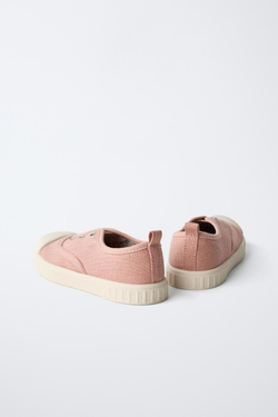 ZARA ТЕКСТИЛЬНЫЕ КЕДЫ, РОЗОВЫЙ