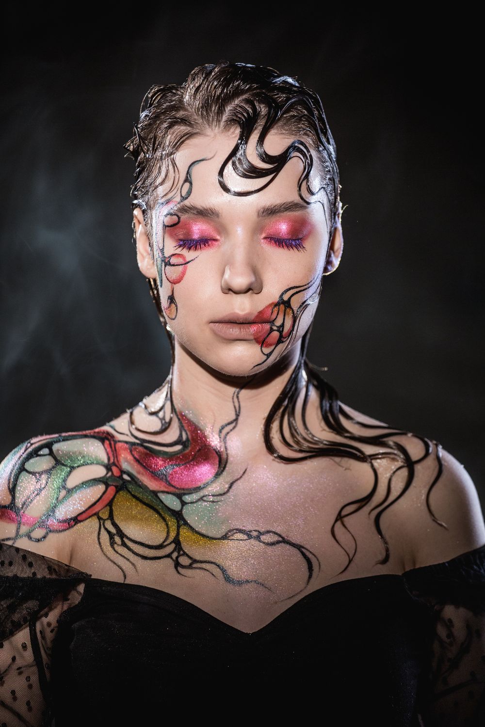 Декоративный гель для лица, волос и тела Color Gel Black