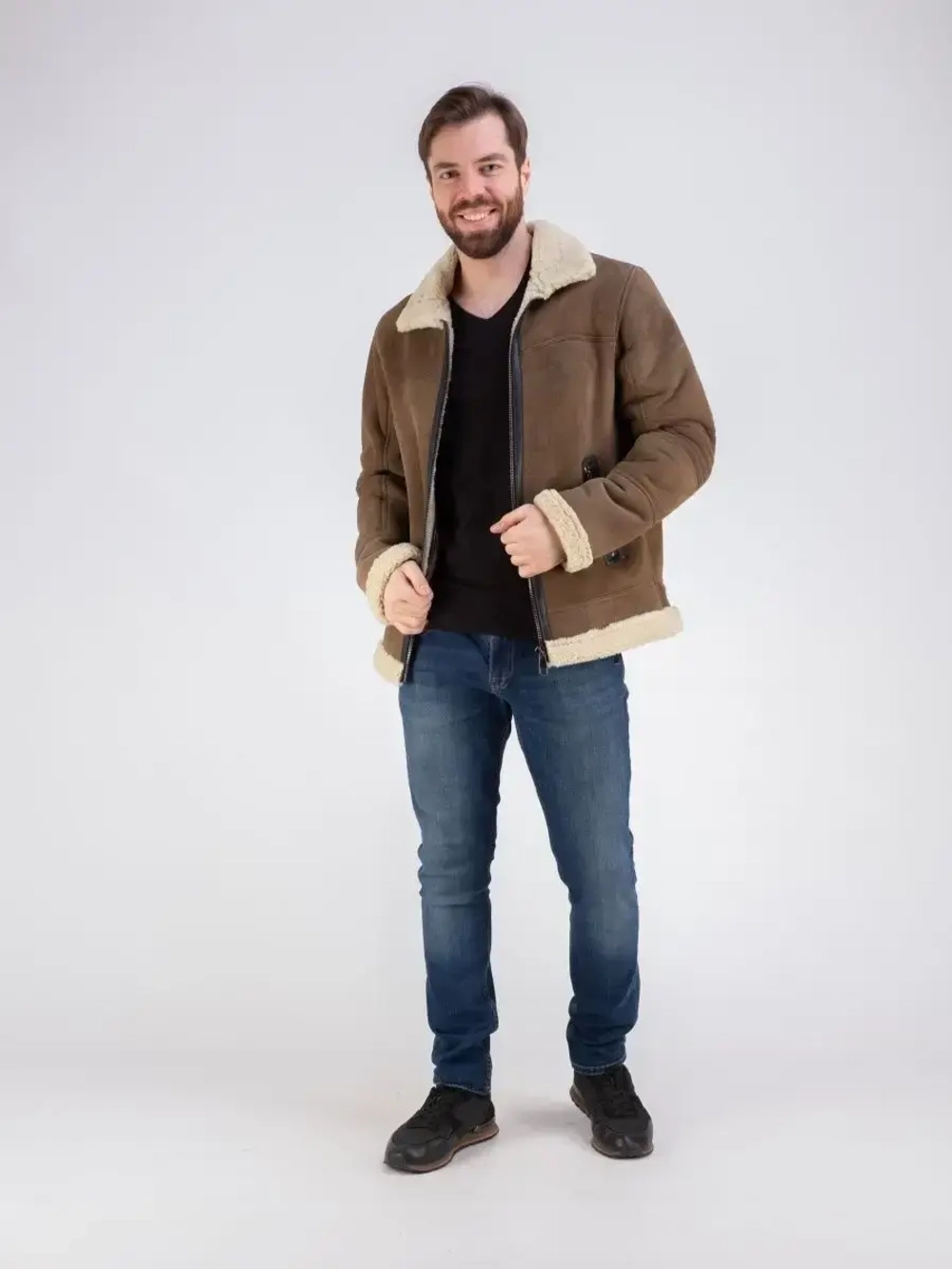 Дубленка мужская натуральная авиатор зимняя Турция