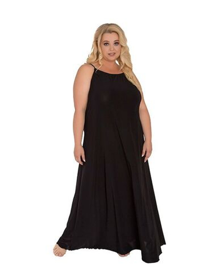 Длинная расклешенная сорочка с эффектной спинкой (Размер: XXXL) (Цвет: черный)