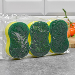 Губка для посуды 3шт 7*10,5*2,5см "Фигурная" VETTA