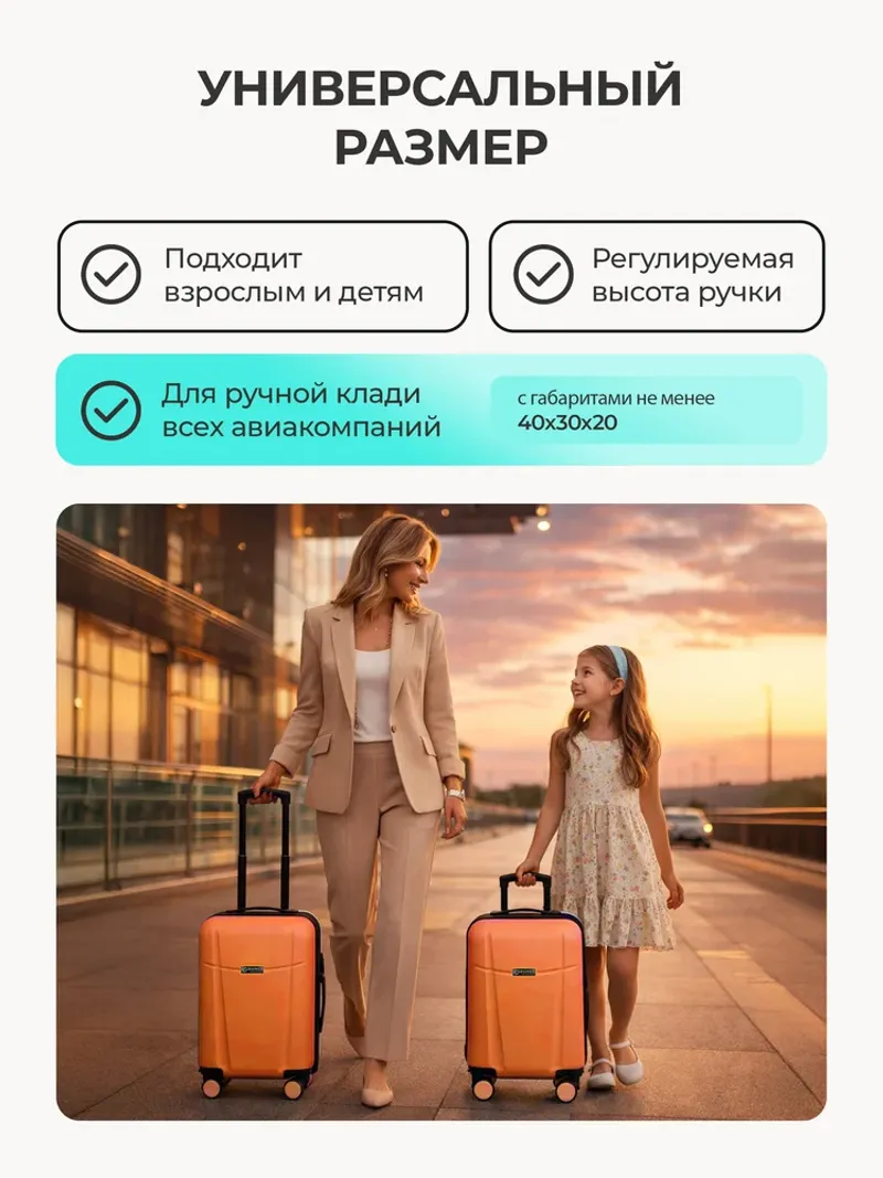 Чемодан Bonle размер XS Папайя