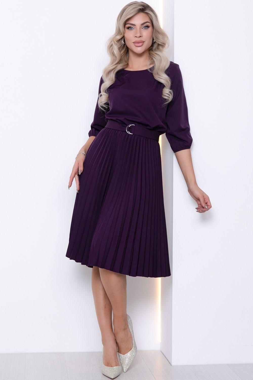 Платье Идеальный силуэт (гофре, баклажан) Diolche