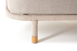 "Верона" диван 3-местный плетеный из роупа, каркас алюминий белый муар, роуп бежевый круглый, ткань бежевая 052