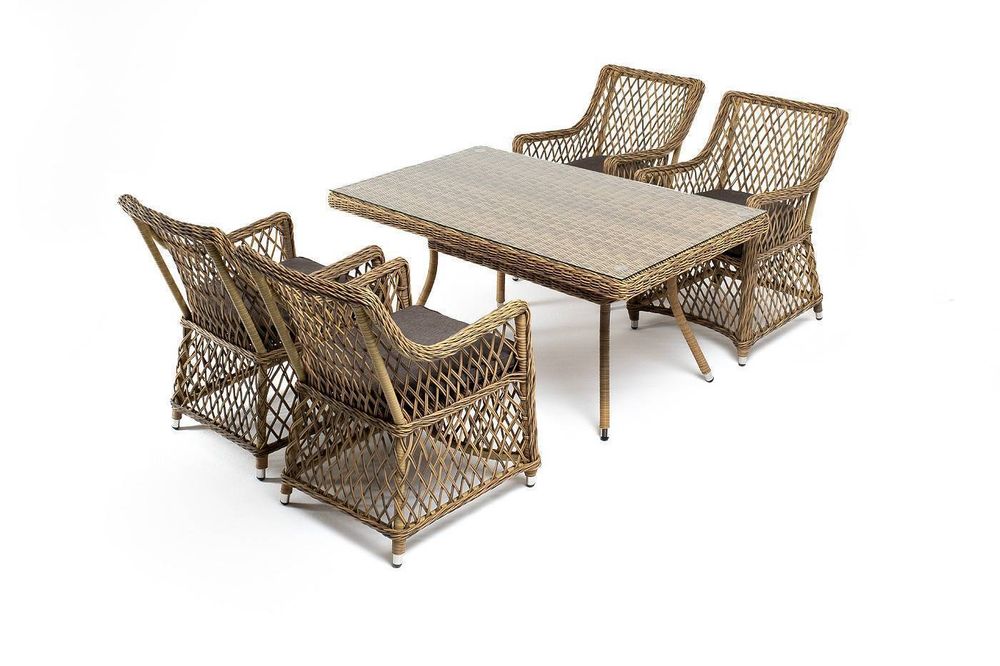 "Латте–140 L" обеденная группа плетеная, цвет соломенный