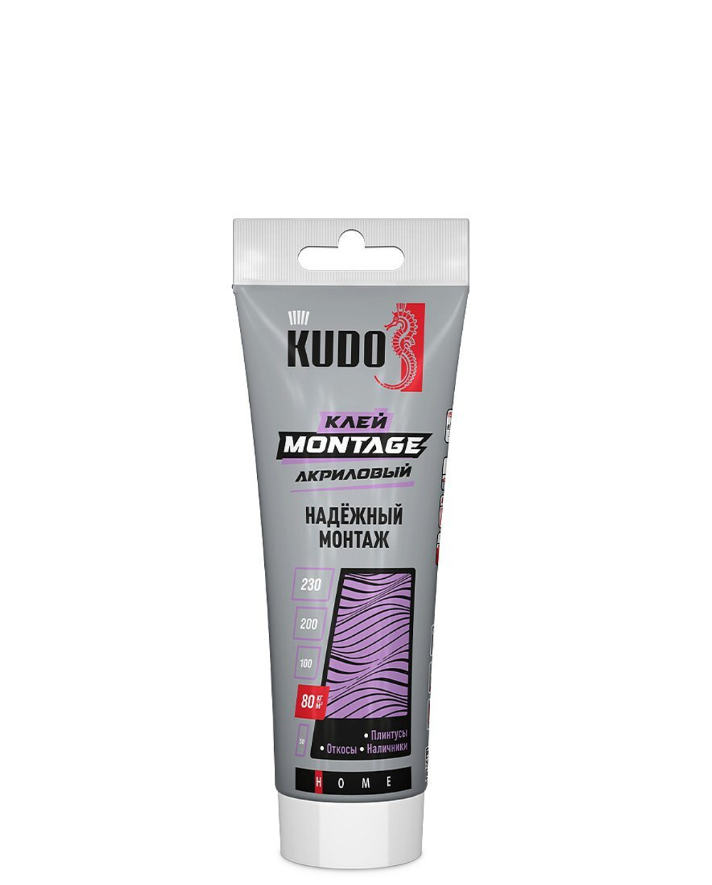 Клей KUDO HOME Мontage для надёжного монтажа, на акриловой основе, белый, тюбик 200 мл новинка!