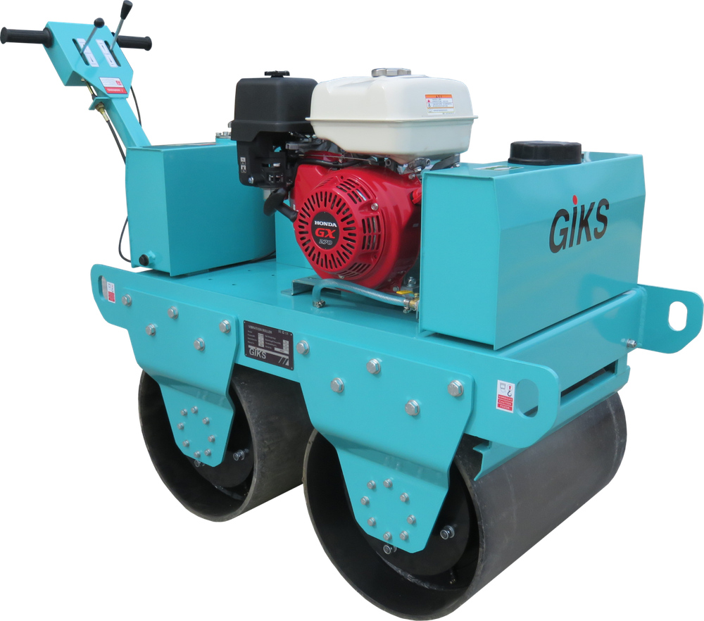 Ручной виброкаток GIKS GVR-500H двухвальцовый, бензиновый - [500 кг / Honda GX270]