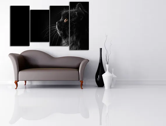 Модульная картина "Черный кот"