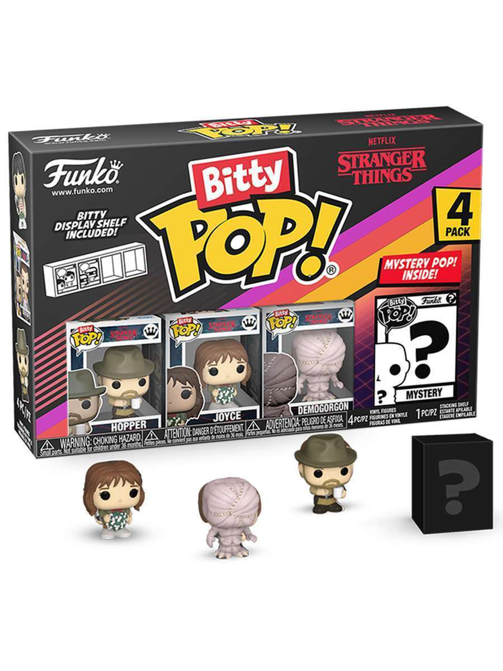 Фигурка Funko Bitty POP! Stranger Things SZN1 Hopper+Joyce+Demogorgon+Mystery (1 of 4) 4PK 83664