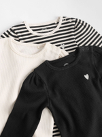 Боди с длинным рукавом для малышей Next N95-272, 3 шт., Черный, Молочный