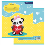 Тетрадь 12л., линия, Alingar, скрепка, блок офсет, 100% белизна, мелованный картон (стандарт), "Милая панда"