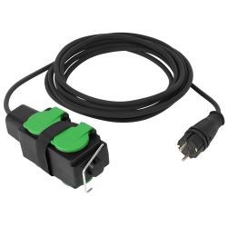 Удлинитель силовой ЭРА GREEN LINE UDL-KG-3x2,5m-5m-IP44 с крышками с заземлением 4 розетки 5м КГ 3x2.5мм2 IP44 | Силовые удлинители