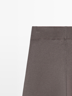 Massimo Dutti Вязаные брюки с ребристой отделкой, коричневый