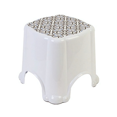 Табурет средний с рисунком белый