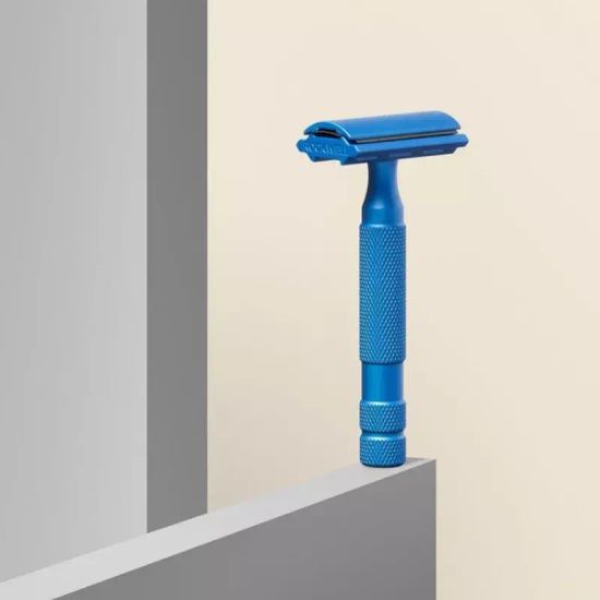 Т-образная бритва (станок) Rockwell 6S, нержавеющая сталь, синяя