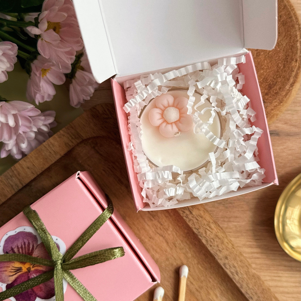 микро свеча "розовый цветочек"