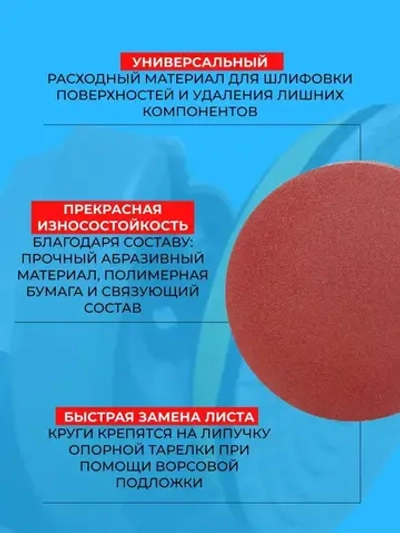 Шлифовальные круги 125 мм на липучке / Набор наждачных кругов 100 шт