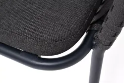 "Бордо" стул плетеный из роупа, каркас алюминий темно-серый (RAL7024) шагрень, роуп серый 15мм, ткань темно-серая 027