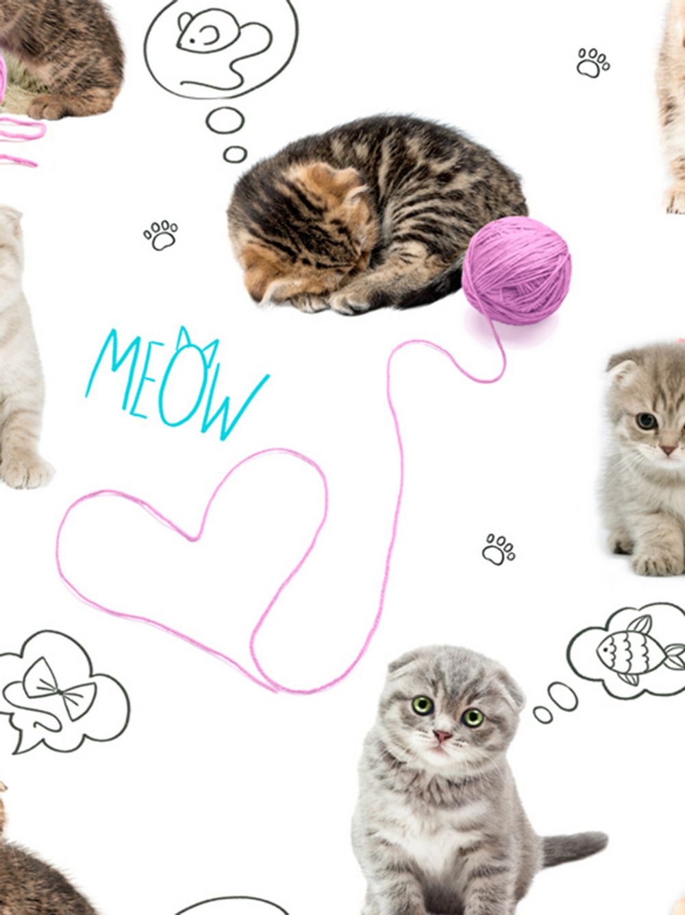 Наволочка комплект 2шт Сказка "Пушистики" 70х70 см, перкаль