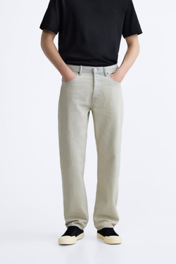 ZARA ДЖИНСЫ STRAIGHT-LEG, КАМЕННО-СЕРЫЙ