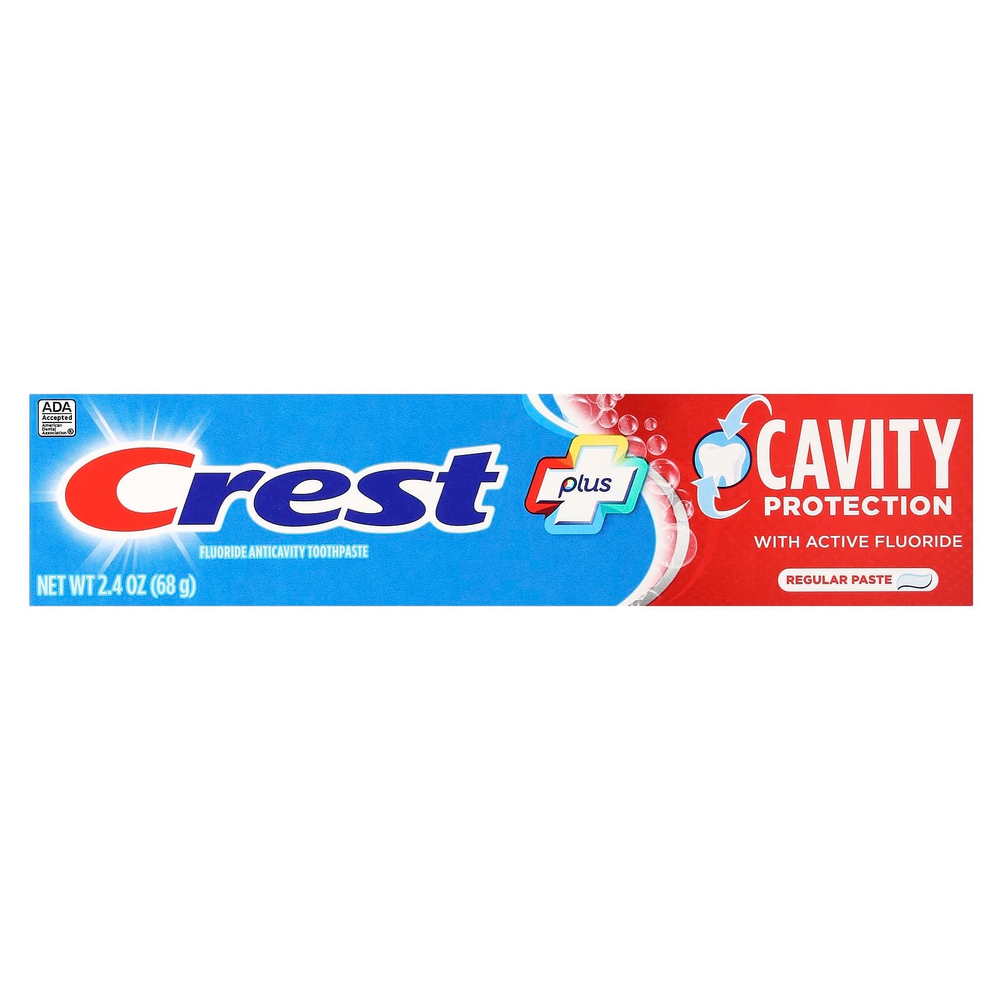 Crest, Plus, защита кариеса, зубная паста с фтором, обычная, 68 г (2,4 унции)