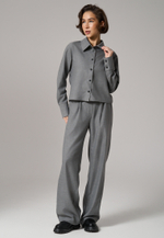 Рубашка-жакет укороченная серая