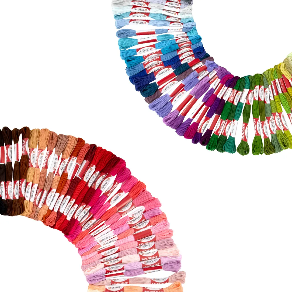 Нитки для вышивания (мулине), набор 100 цветов, 8 м, полиэфир, DEVELIA (Девелиа), 665432