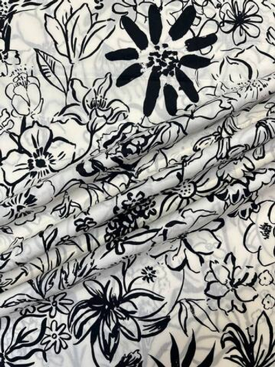 Хлопок Liberty айвори с черным абстрактным цветочным Tana Lawn™ Cotton - Design Nature Art