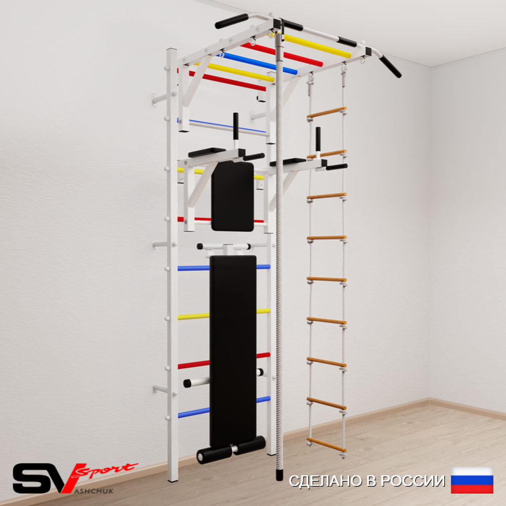 Шведская стенка Sv Sport усиленная 655 (Турник рукоход/Брусья/Скамья/Канат/Лестница)