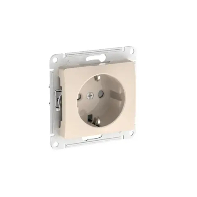 GLOSSA РОЗЕТКА с заземлением со шторками, 16А, механизм, быстрозажим. клем., БЕЖЕВЫЙ