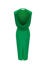 Платье миди из вискозы и шелка с вырезом-хомутом