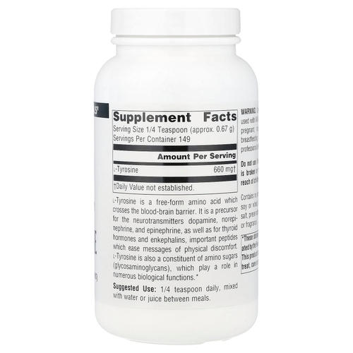 Source Naturals, L-тирозин, порошок произвольной формы, 3.53 унций (100 г)