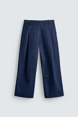 ZARA HARRY LAMBERT X DISNEY ДЖИНСОВЫЕ БРЮКИ ШИРОКОГО КРОЯ, МОРСКОЙ СИНИЙ