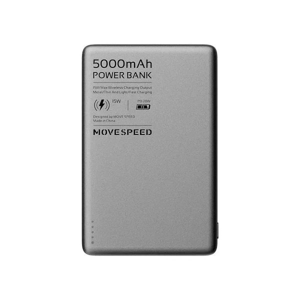 Ультратонкий магнитный Power Bank Movespeed 5000 mAh Type-C - внешний аккумулятор Magsafe (Gray)